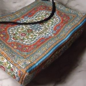 Multicolored woven tapestry shoulder boho bag